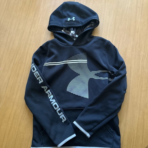 Under Armour Youth Hooded Sweatshirt Black and Gray Medium - Picture 1 of 3
